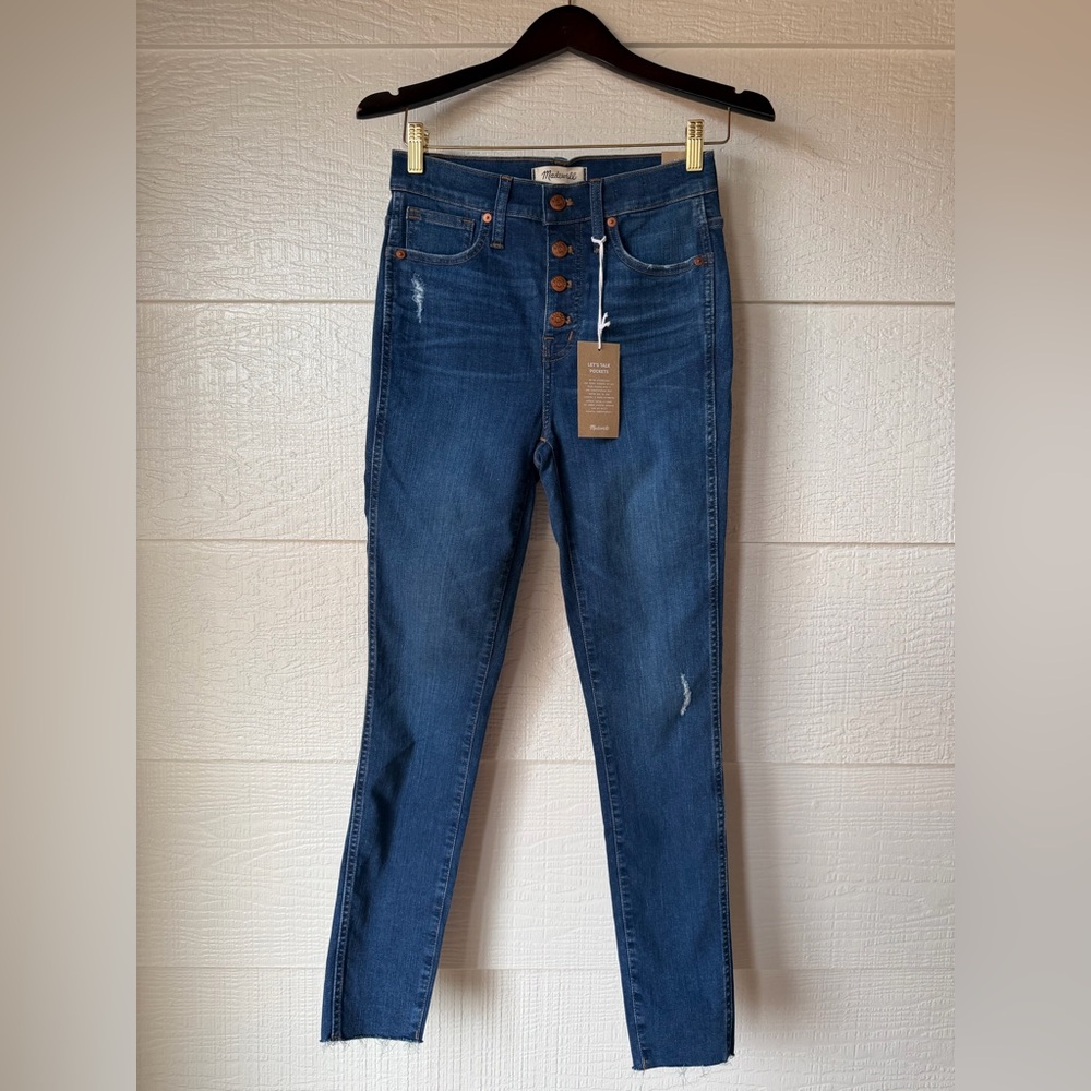 Madewell 10” High Rise Skinny Button Fly Jeans W26 NWT 28” Inseam